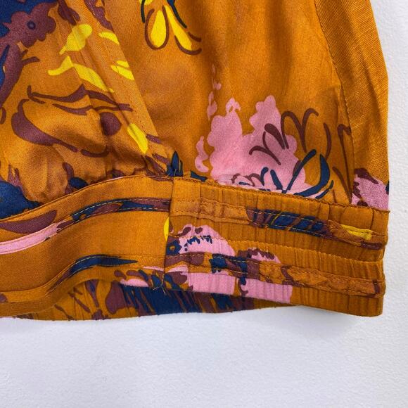 Tiny Anthropologie Floral Wrap Top Womens Sz XS Rust Orange Boho Flutter Sleeve - Picture 5 of 10